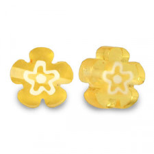 Millefiori beads flower 5-6x3mm - Ochre yellow